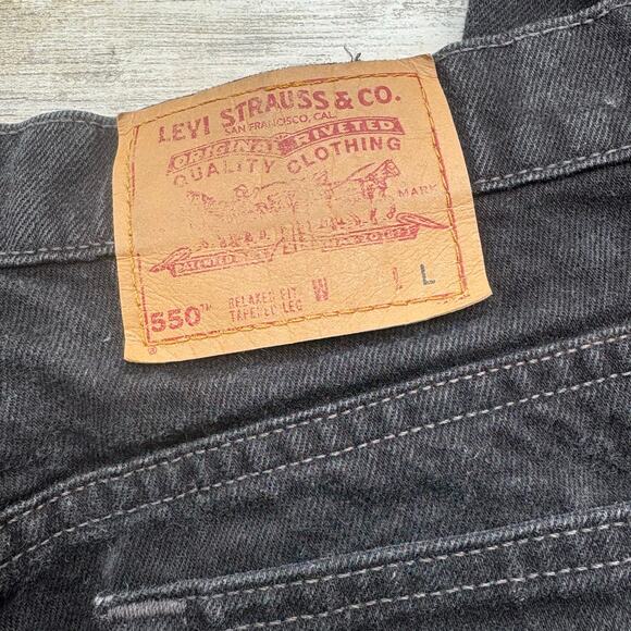 VTG 90s Levi’s 550 Jeans 16 Reg Black Denim Relaxed Tapered Mom USA Made 33 x 32 - Picture 10 of 12